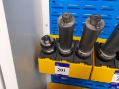 3 x Various HSK extension CNC tool holders, to yellow holder (rack not included)