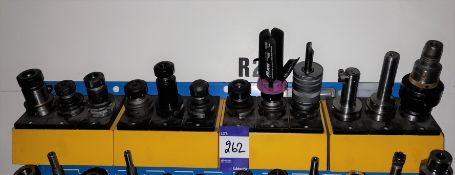 12 x Various BT40 extension CNC tool holders, to yellow holder (rack not included)