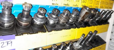 12 x Various BT40 extension CNC tool holders, to yellow holder (rack not included)