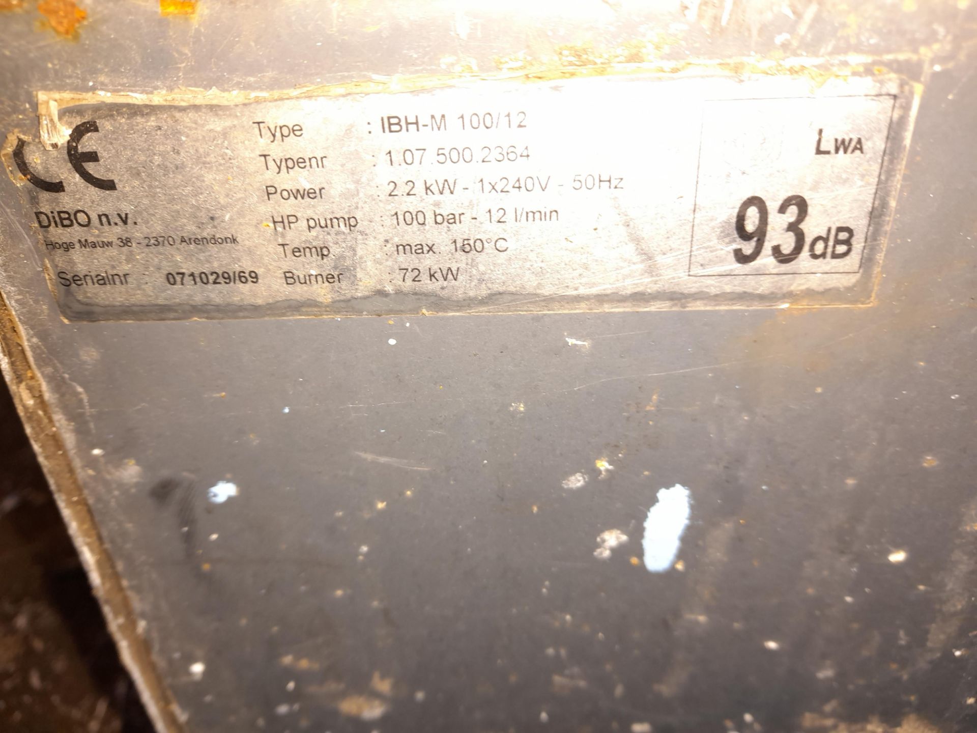 Dibo 100 S4 pressure washer, 240V, to yard - Image 3 of 3