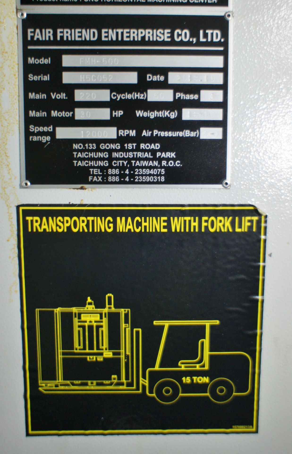 Feeler FMH-500 Horizontal Machining Center - Image 11 of 13