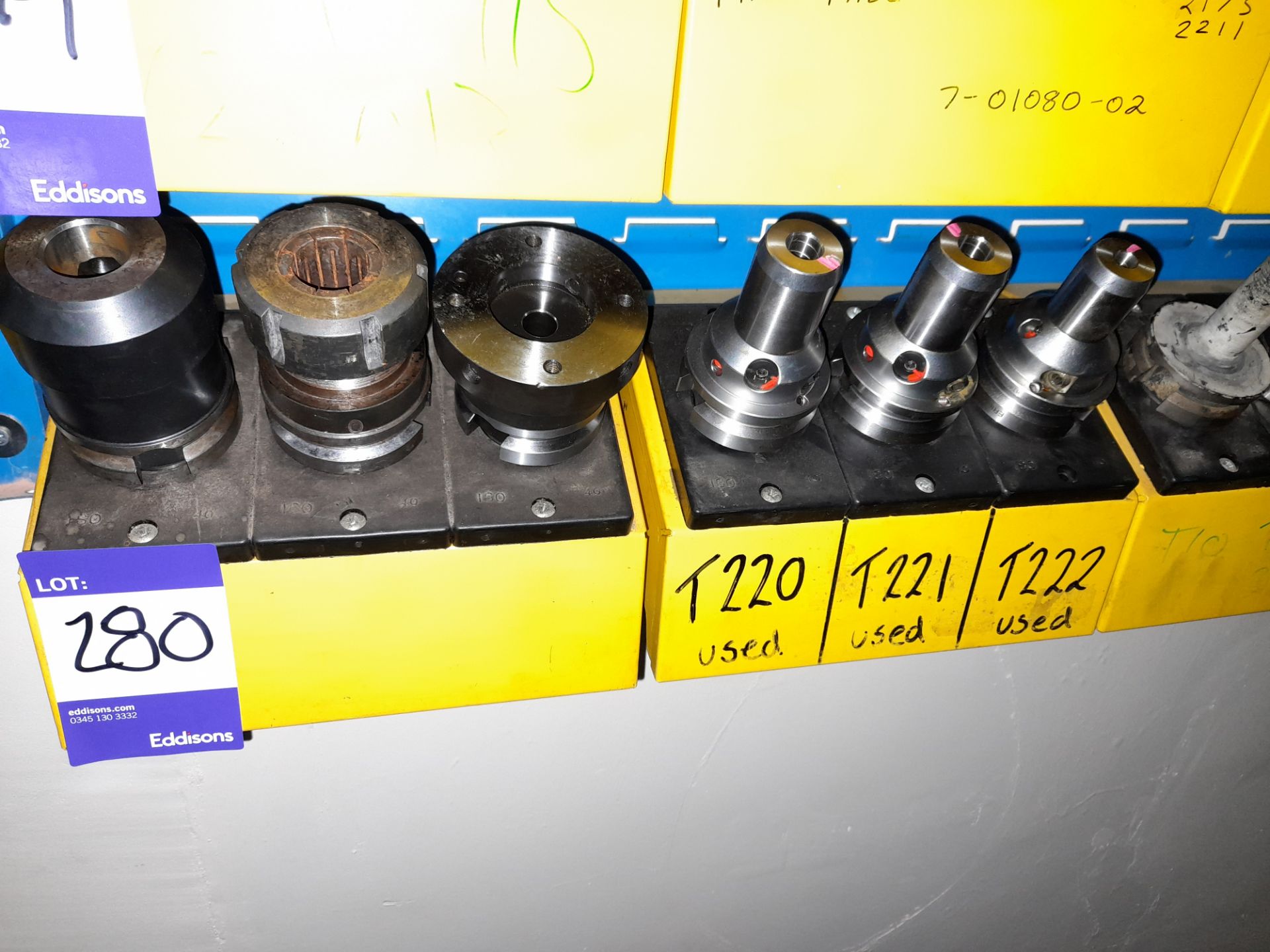 9 x Various BT40 extension CNC tool holders, to yellow holder (rack not included) - Image 2 of 3