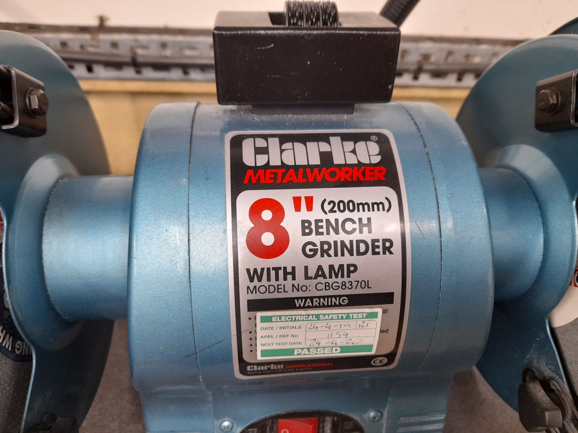 Clarke 8” (200mm) bench grinder with lamp (Model Number CBG8370L) - Image 2 of 3