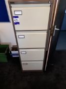 3 x Various metal brown / crème 4 drawer filing cabinets, to first floor office