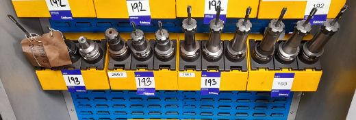12 x Various HSK CNC tool holders, to yellow holder (rack not included)