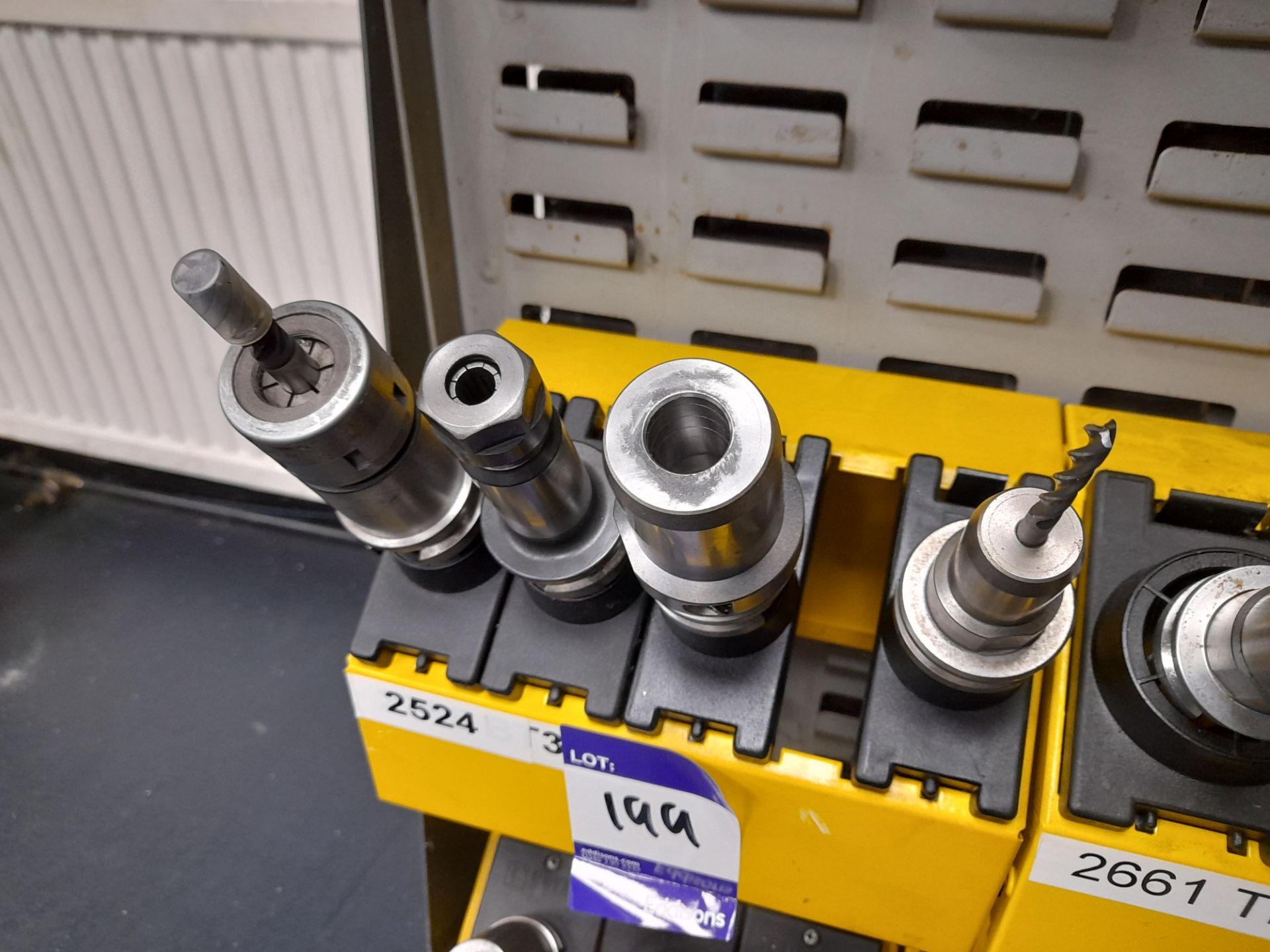 9 x Various BT30 CNC tool holders, with various tools, to yellow holder (rack not included) - Image 4 of 4