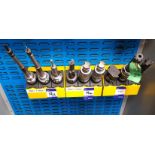 9 x Various HSK CNC tool holders, to yellow holder (rack not included)