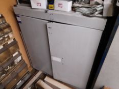 Steel 2 door metal cabinet (Approximately 1200 x 1200 x 500) (Contents not included)