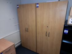 Pair of oak effect double door office cabinets, to first floor office