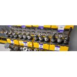 12 x Various BT40 CNC tool holders, with various tools, to yellow holder (rack not included)