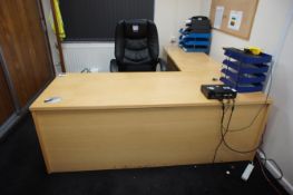 Maple Effect Corner Desk 2000mm x 1800mm with 3 Drawer Desk High Pedestal, Leather Effect Office Cha