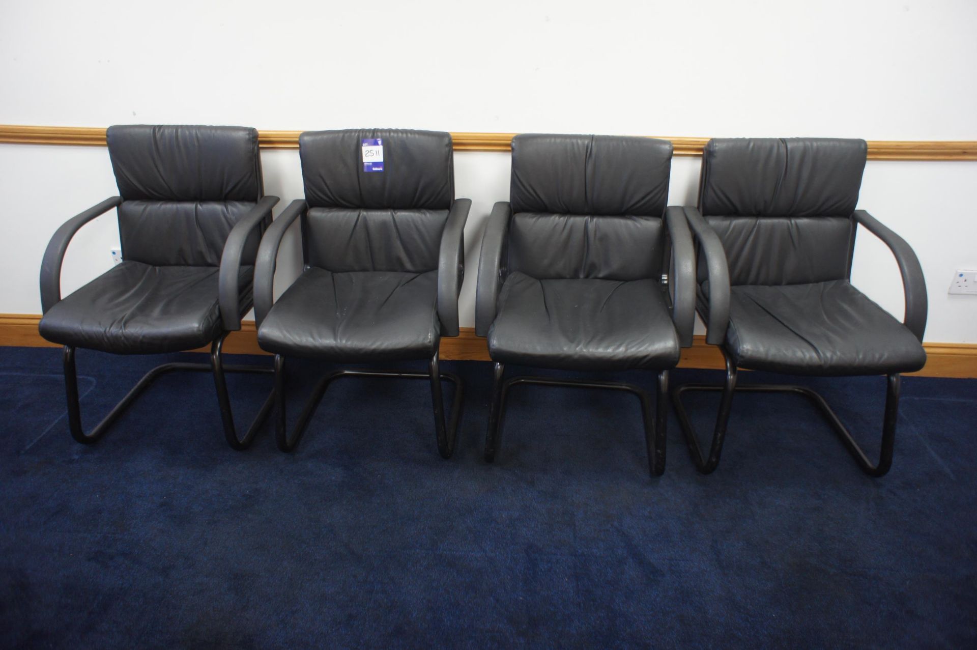 3 x Leather Effect Steel Framed Meeting Chairs - Image 2 of 3