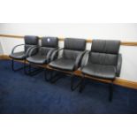 3 x Leather Effect Steel Framed Meeting Chairs