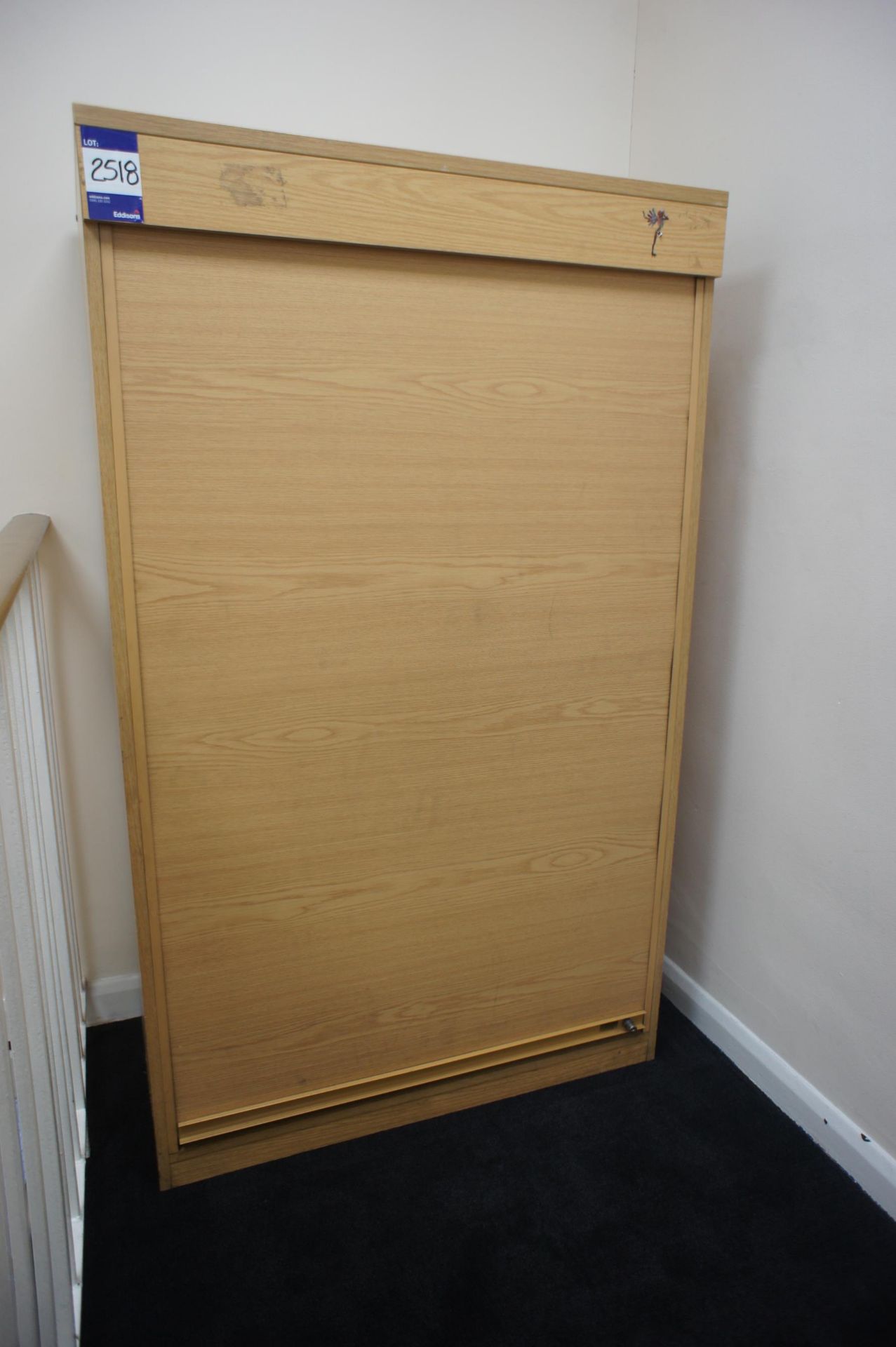 Oak Effect Single Tambour Door Office Cabinet 1580 x 950 x 500mm