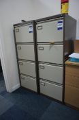 2 x Reneo 4 Drawer Metal Filing Cabinets