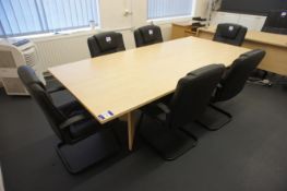 Light Oak Effect Meeting Room Table 2500 x 1200mm with 6 x Leather Effect Steel Framed Meeting Chai