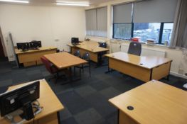 Office Furniture to Open Plan Office inc 3 x Left Hand Radius Desks 1800 x 1200, 3 x Right Hand Radi