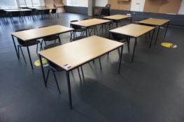 6 x Light Oak Effect Breakout Tables 1400 x 800mm with 12 Stackable Plastic Chairs