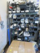 2 Bays of Stores Parts Bins and Contents