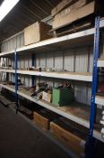 Contents to 4 Tier Boltless Shelving Bay inc Seals, Idra Spares, Filters etc