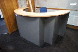 Beech Effect Radius Reception Desk with Upholstered Office (2100 x 2100) Chair and Mobile Pedestal