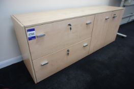 Light Oak Effect, 2 Drawer Lateral Filing Cabinet with Double Door Cabinet 1840 x 710 x 460 mm