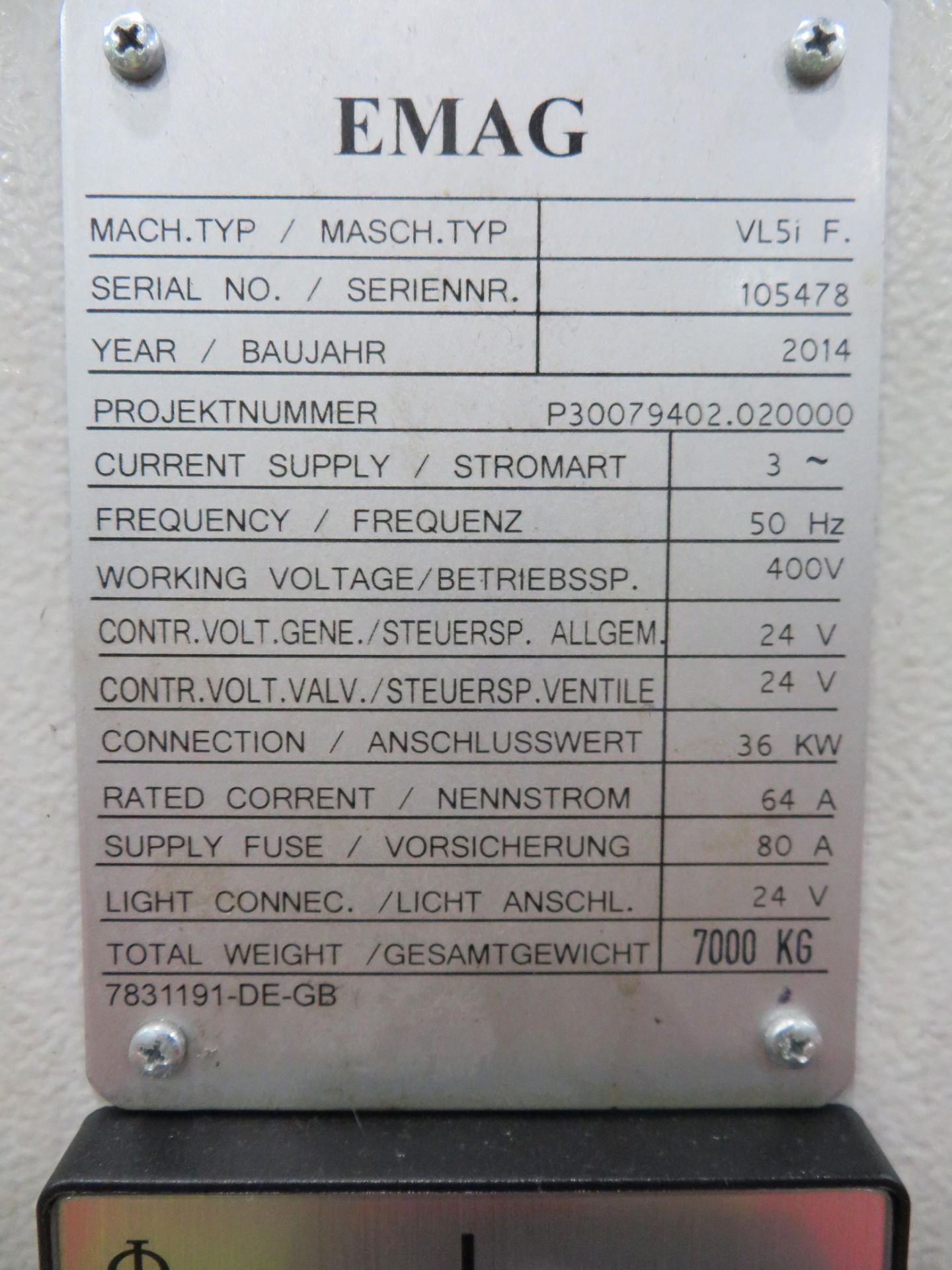 2014 EMAG Model VL5i Vertical Spindle CNC Machining Centre - Image 5 of 5