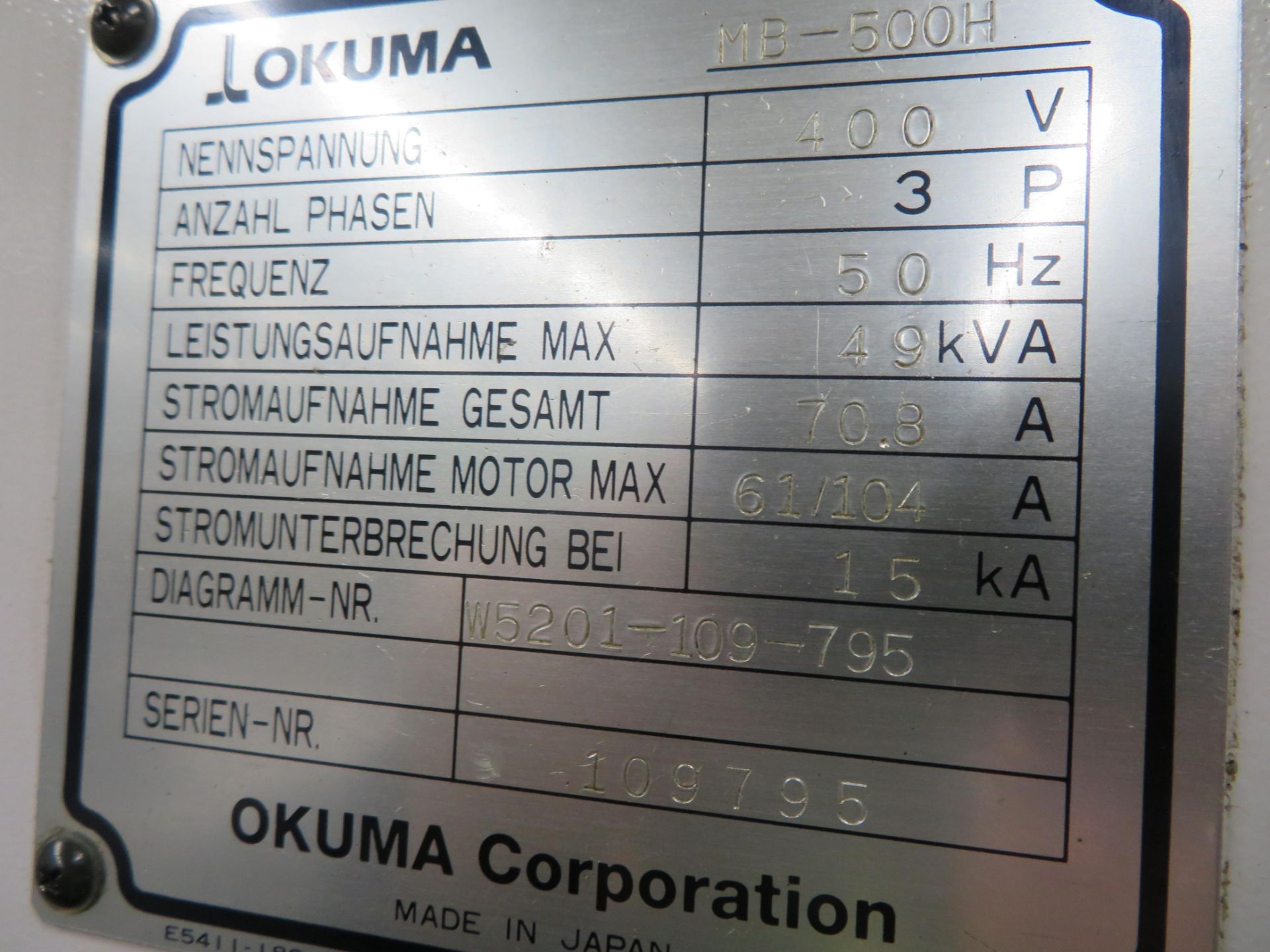 Okuma MB-500H Horizontal Machining Centre - Image 5 of 9