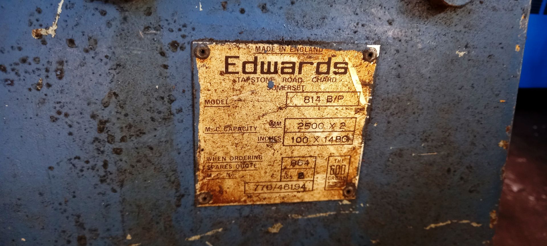 Edwards 814 Folder 2500XP serial number 770/46194, - Image 3 of 3