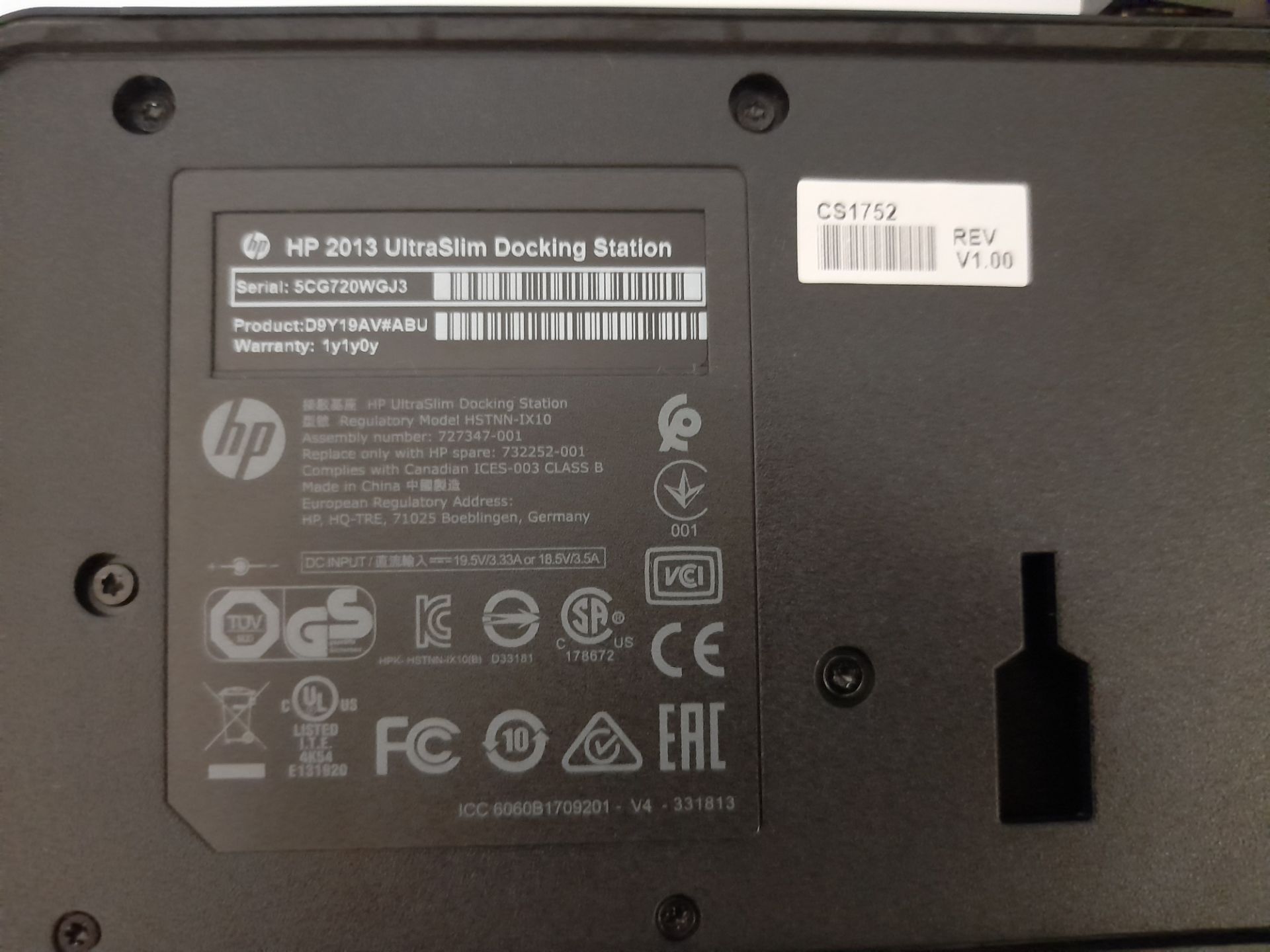 HP 2013 UltraSlim docking station, s/n 5CG720WGJ3, - Image 3 of 4