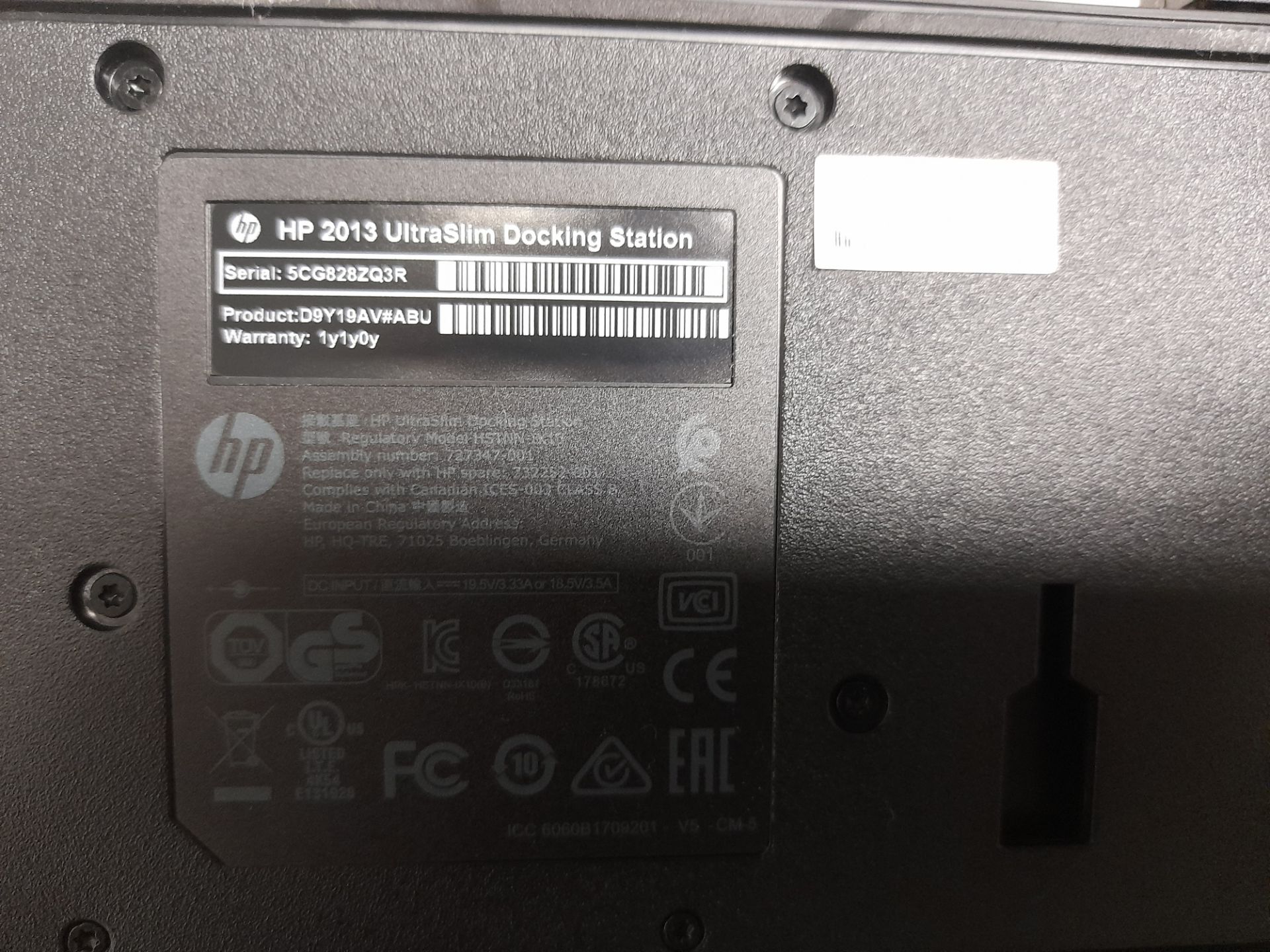 HP 2013 UltraSlim docking station, s/n 5CG828ZQ3R, - Image 3 of 5