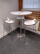 Tall circular table, with 3 – tall stools (one bro