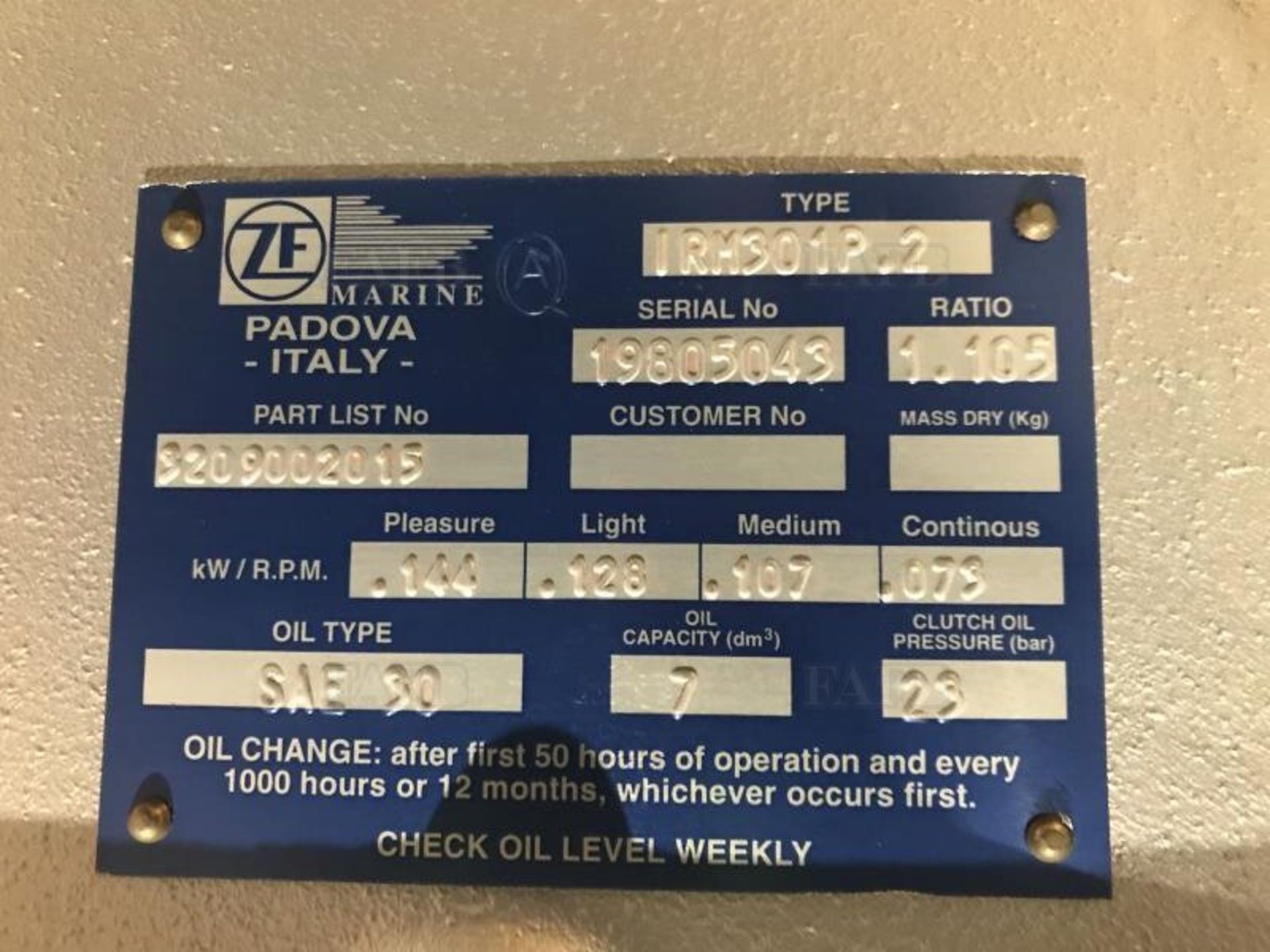 New ZF IRM301P.2 Ratio 1.10:1 Marine gearbox. - Image 3 of 3