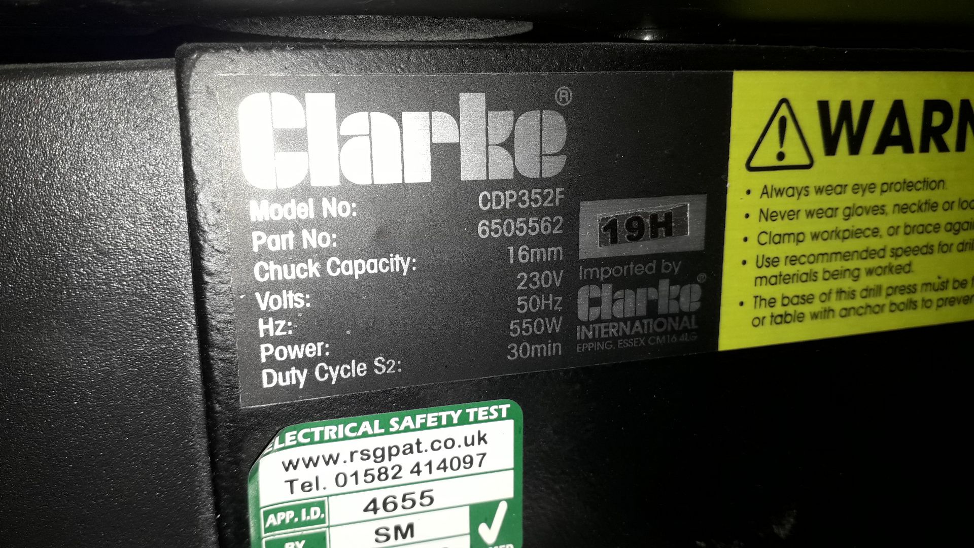 Clarke Metalworker CDP352F Pillar Drill - Image 2 of 2