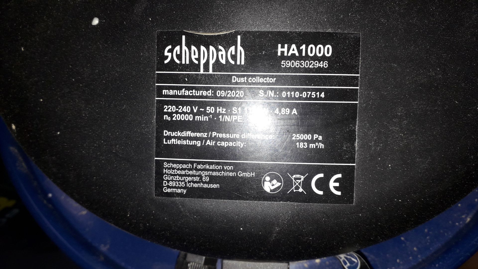 Record Power DX1000 Fine Filter 45Ltr Dust Extractor and Scheppach HA1000 50Ltr Dust Collector - Image 5 of 5