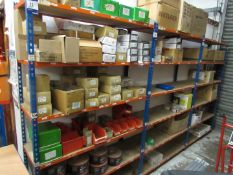 3 Bays of Multi-Tier Boltless Shelving and contents including bracketry, supports, truss cups etc.
