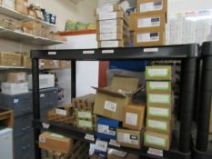 5-Tier Plastic Shelving Unit and Contents including various Architectural Hardware