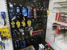 Various Hand Tools to Stanley Display including hand saws, chisel, tape measures etc