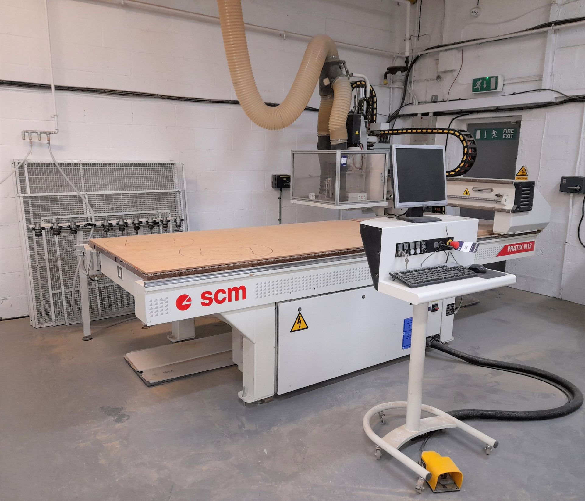 SCM Pratix N12 CNC Router (Year 2008, Serial Number AL1/005138), with control unit, assortment of