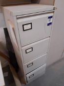 Metal filing cabinet and contents, to include quantity of drawer runners