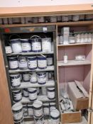 Assortment of paint stock, to include Acrylic Epoxy, to cupboard