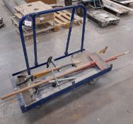 Metal board trolley, with assortment of hand tools