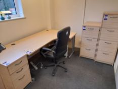 Single person workstation, with 3 drawer desk high pedestal, 2 x filing cabinets, and operators