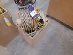 Assortment of electrical cabling / extension leads to box, including splitter box
