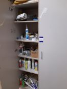 Contents to stock cupboard, to include various fixings, tape, adhesives, sealants, etc