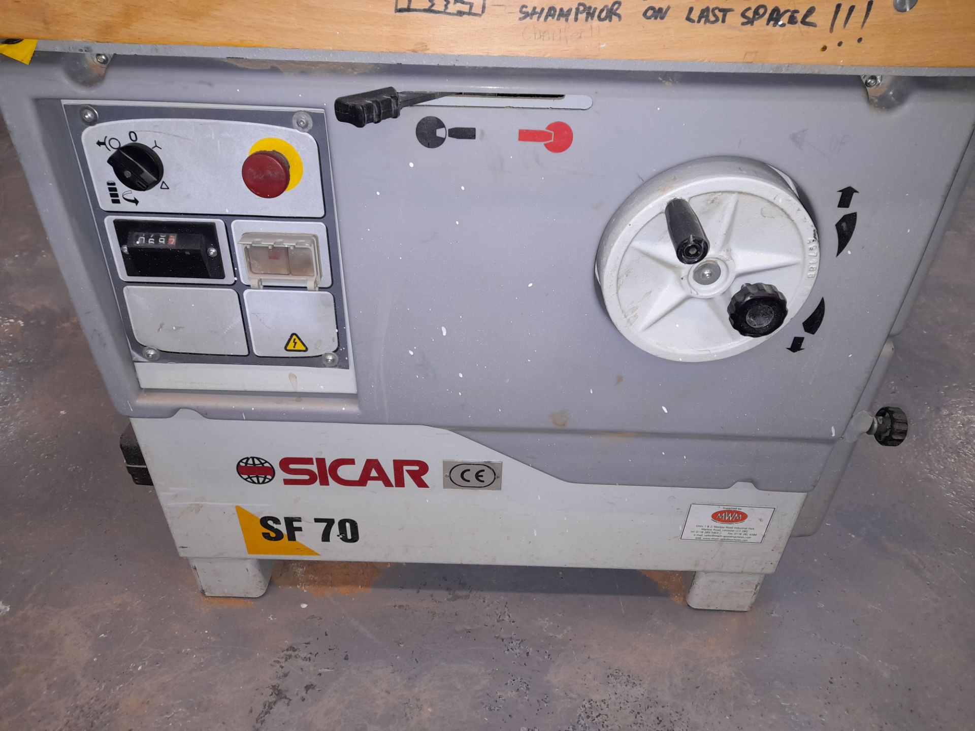 Sicar SF70 spindle moulder (Year 2002, Serial Number 1127), with Europa MX/38 power feed (Year - Image 2 of 8