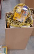 Assortment of electrical cabling / extension leads to box, including splitter box