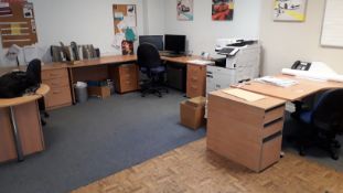 Office Furniture to include; 5 Desks, 6 Chairs, 6