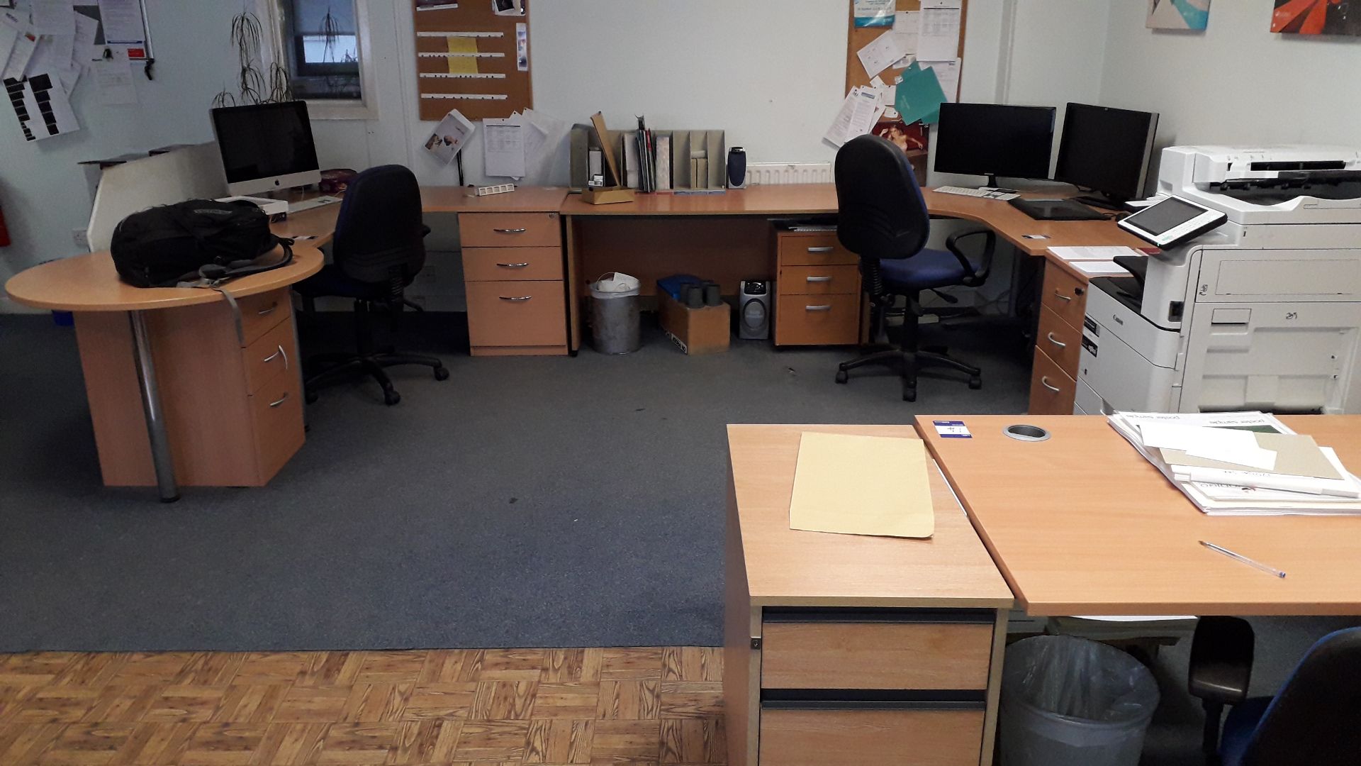 Office Furniture to include; 5 Desks, 6 Chairs, 6 - Image 2 of 7