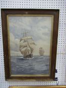 Print of an Ernest Stuart watercolour of sailing ships